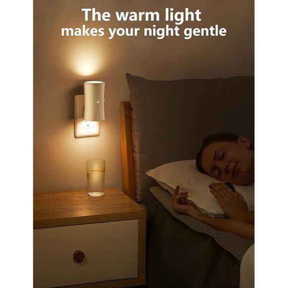 Night Light, LED Night Lights Plug into Wall, [2 Pack] Warm White  Adjustable Br - Picture 6 of 8
